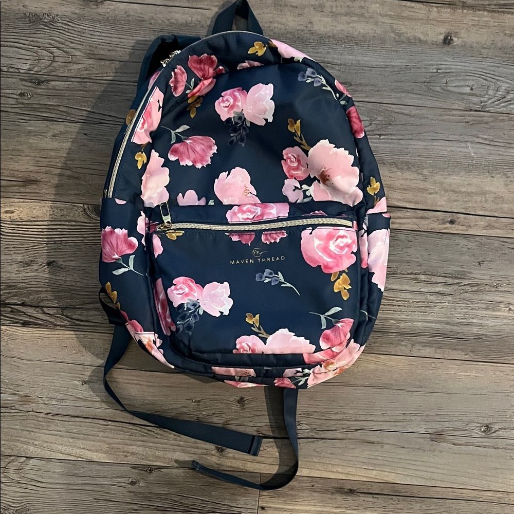 Floral Backpack - Pink and Navy